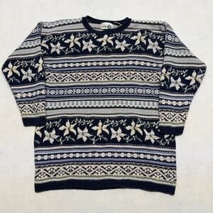 Vintage Paul Harris Design Pullover Sweater Womens Large Floral 3D Granny Knit